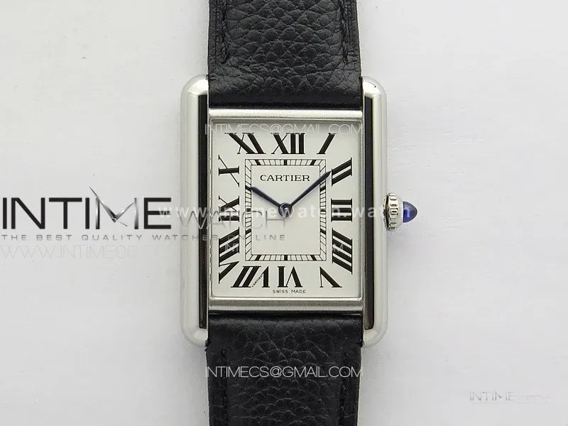 Tank Must Ladies 25mm SS K11F 1:1 Best Edition White Dial on Black Leather Strap Ronda Quartz
