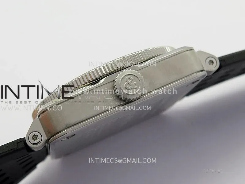 BR03 GMT Compass Blue/Black Bezel SS B12 Black Dial 42mm On Black Perforated Rubber Strap A2836 (Free Nylon Strap)