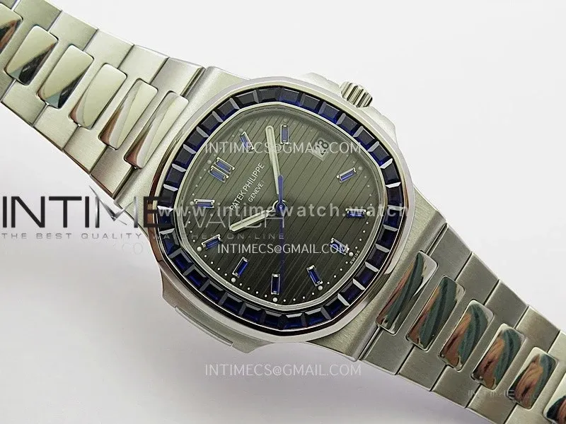 Nautilus 5711/1A Blue T Diamond SS GRF 1:1 Best Edition Gray Textured Dial On SS Bracelet Asian 26-330