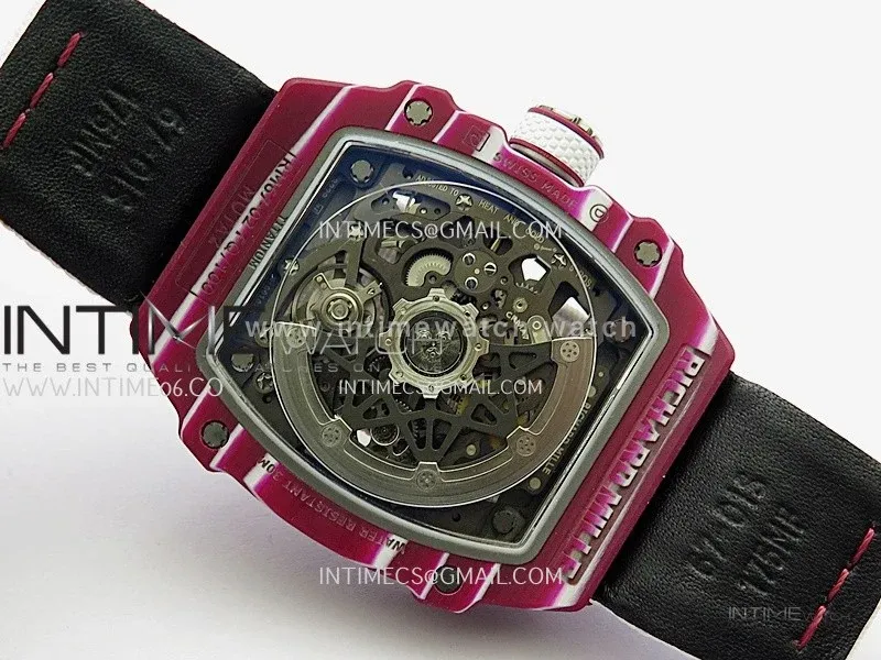 RM67-02 Mutaz Red NTPT Umi Office 1:1 Beat Edition Red Skeleton Dial On White Nylon Strap CRMA7 Clone V2