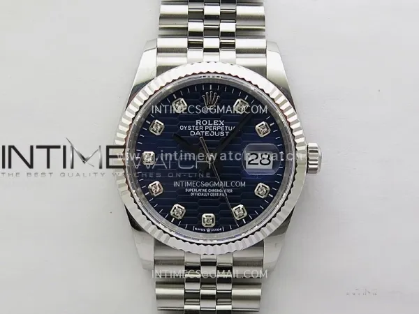 DateJust 126234 904L SS JDF 1:1 Best Edition Blue Fluted Dial Diamond Markers on Jubilee 904L SS Bracelet