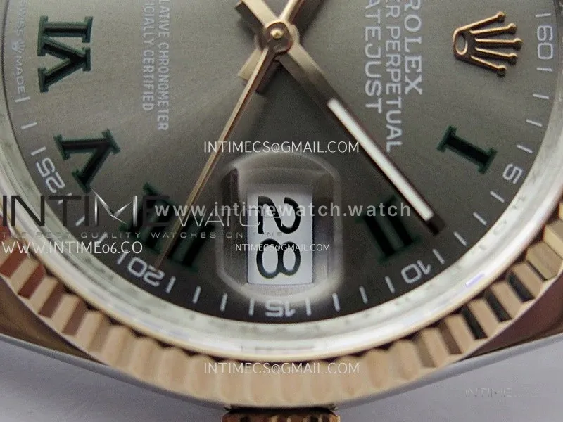 DateJust 126231 904L SS/RG JDF 1:1 Best Edition Gray Dial Green Roman Markers on Jubilee SS/RG Bracelet