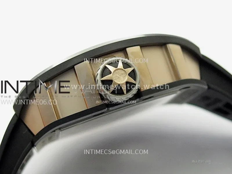 RM047 DLC/RG YSF Skeleton Dial on black Rubber Strap Asian Tourbillon