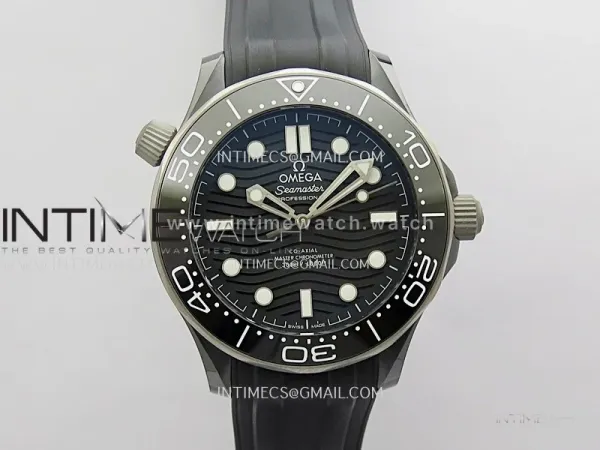 Seamaster Diver 300M Black Ceramic/SS ORF 1:1 Best Edition Black Dial On Black Rubber Strap Super Clone Asian 8806