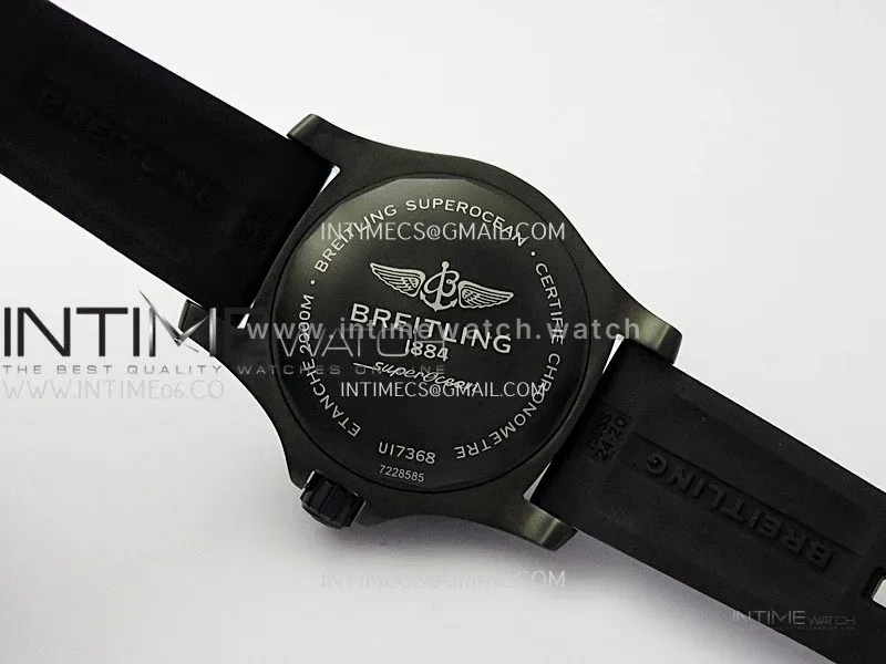 SuperOcean Automatic 46mm DLC TF 1:1 Best Edition Black Dial on Black Rubber Strap A2824