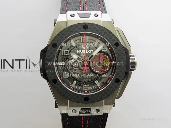 Hublot Big Bang Unico 44mm Carbon/SS HBBF 1:1 Best Edition Skeleton Dial Silver Marker On Black Gummy Strap A1280