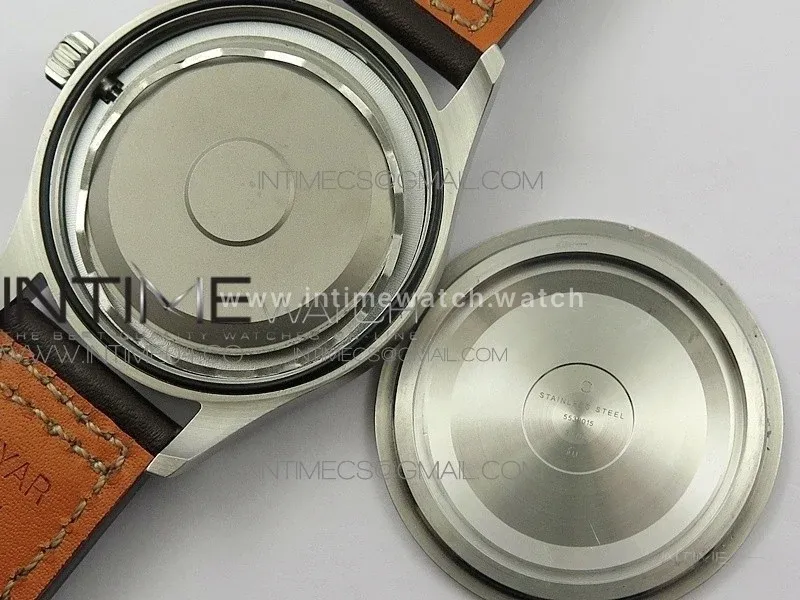 Mark XVIII IW327010 SS M+F 1:1 Best Edition Blue Dial on Brown Leather Strap A2892 (Free Nylon Strap)