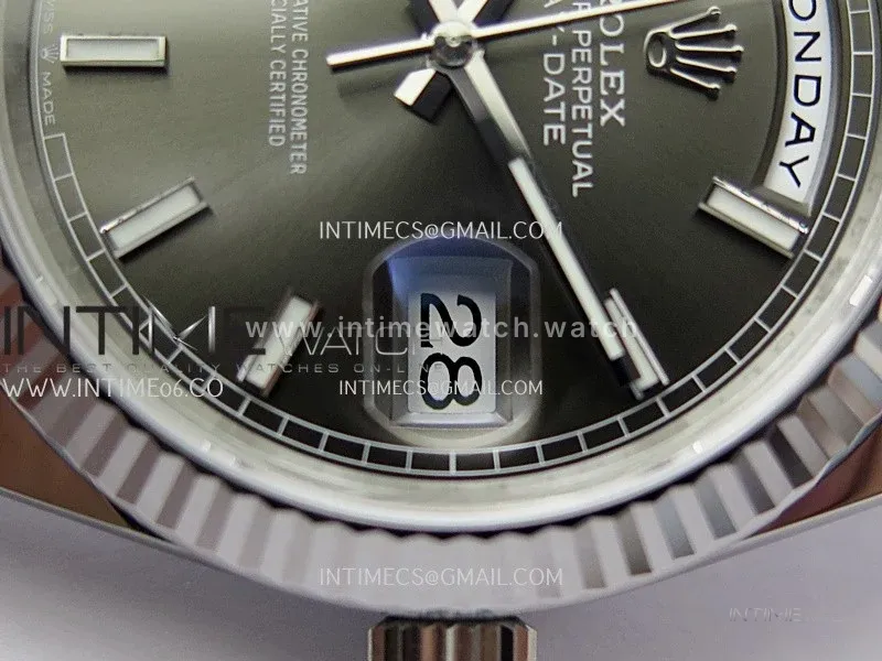 Day Date 228239 40mm 904L SS VSF 1:1 Best Edition Gray Dial Stick Marker On SS President Bracelet DD3255