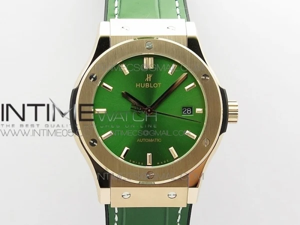 Classic Fusion 42mm RG B50F Green Dial On Green Gummy Strap A2892