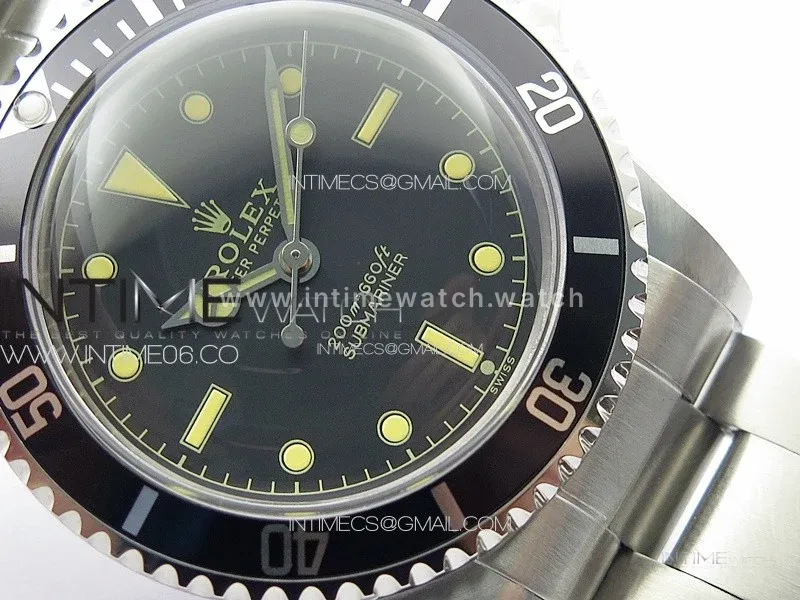 Vintage Submariner 5513 No Date SS B12 Best Edition Black Dial on SS Bracelet A2836 (Style3)