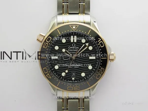 Seamaster Diver 300M Black Ceramic Bezel Free Sprung ORF 1:1 Black Dial On SS/RG Bracelet Asian Super Clone 8800