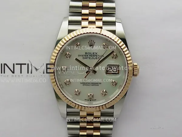 DateJust 126233 36mm 904L SS/RG ONE Factory 1:1 Best Edition White MOP Dial Diamond Marker On Jubilee Bracelet DD3235