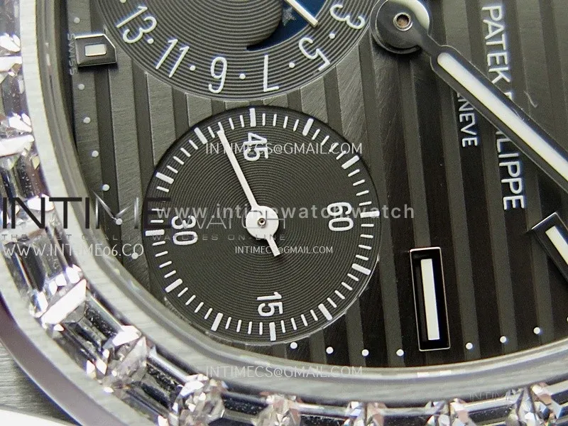 Nautilus 5722G SS/T Diamonds PPF 1:1 Best Edition Gray Dial on Black Leather Strap A240 Super Clone