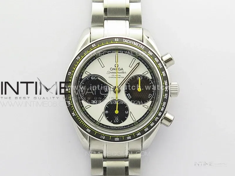Speedmaster SS HRF 1:1 Best Edition White Dial Black Subdial on SS Bracelet A7750