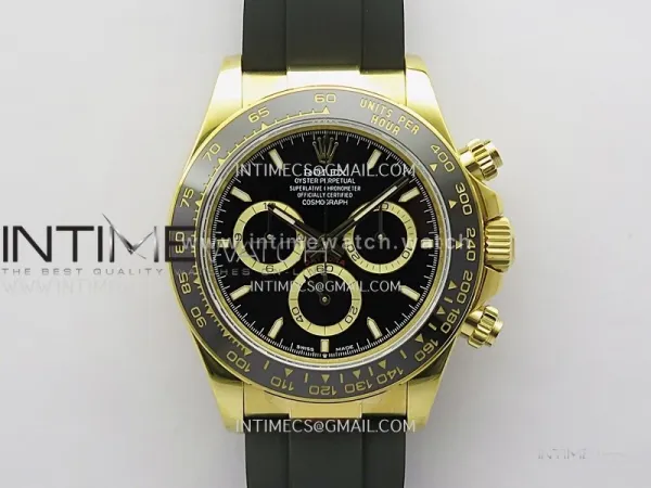 Daytona 126518 904L YG GMF 1:1 Best Edition Black Dial Black/Gold Subdial on Oysterflex Strap SH4131
