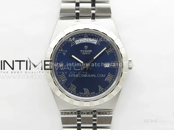 Prince Bay 41mm A7F 1:1 Best Edition Blue Dial Roman Markers on SS Bracelet A2824