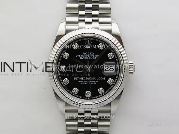 DateJust 126234 904L SS JDF 1:1 Best Edition Black Dial Diamond Markers on Jubilee 904L SS Bracelet