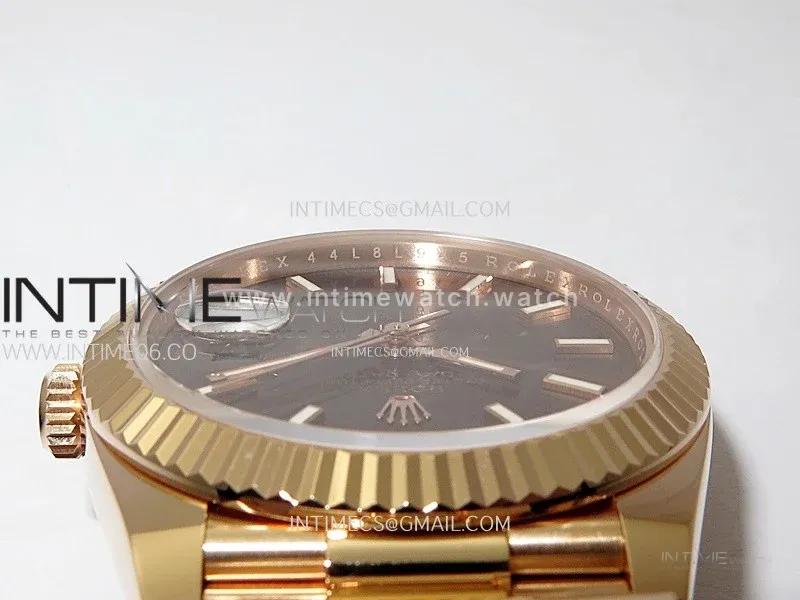 Day Date 228235 40mm 904L RG 1:1 ONE Factory Best Edition Brown Dial Sticks Markers on RG President Bracelet SA3255