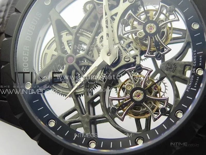 Excalibur Rddbex0820 DLC YSF Best Edition Skeleton Dial on Black Leather Strap Asian RD100 Double Tourbillon