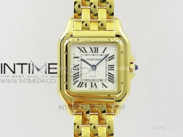 Panthère Secrete Ladies 27mm YG 8848F 1:1 Best Edition White Dial on YG Bracelet Ronda Quartz