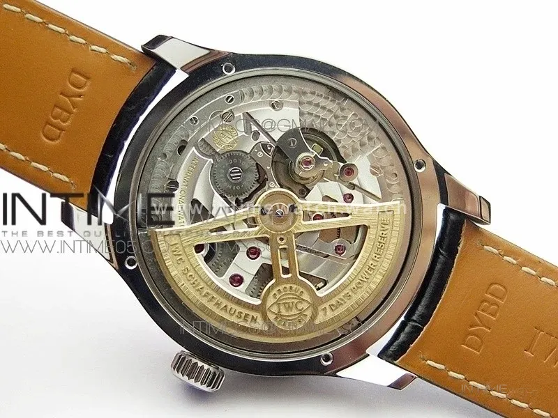 Portuguese Real PR Real Annual Calendar IW503401 V9F Best Edition Blue Dial Black Leather Strap A52610