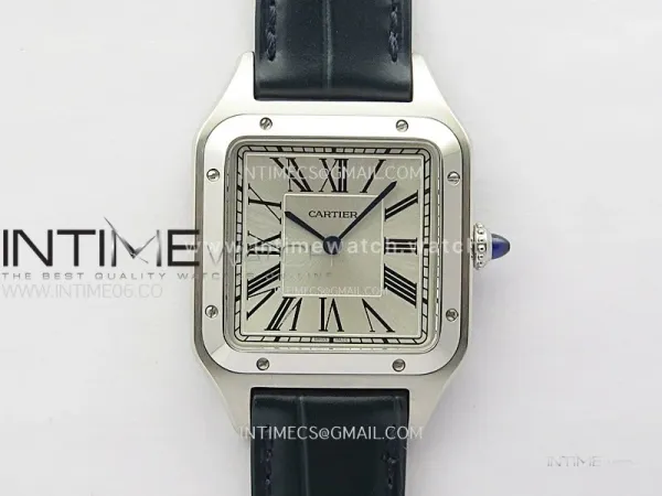 Santos Dumont 43.5mm SS F1F Best Edition Silver Dial on Blue Leather Strap Quartz