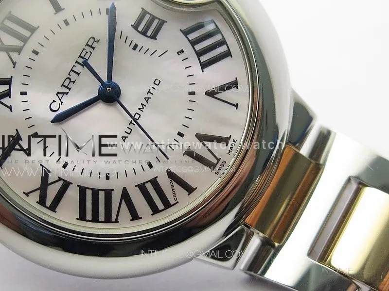 Ballon Bleu 33mm SS/RG 3KF 1:1 Best Edition White MOP Dial on SS Bracelet A076