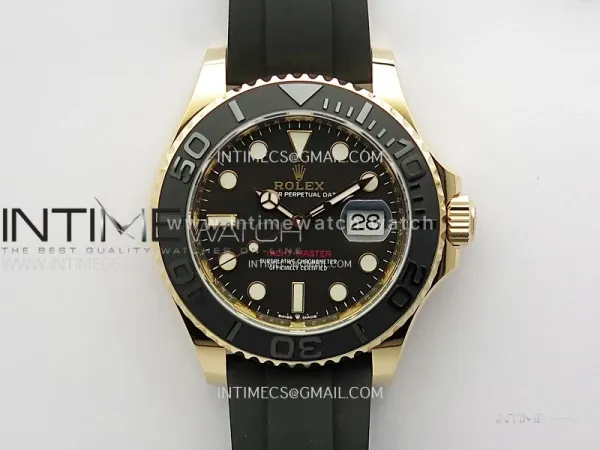 Yacht-Master 126655 Gain Weight RG/Tungsten Gold WF 1:1 Best Edition Black Ceramic Bezel on Oysterflex Rubber Strap VS3235
