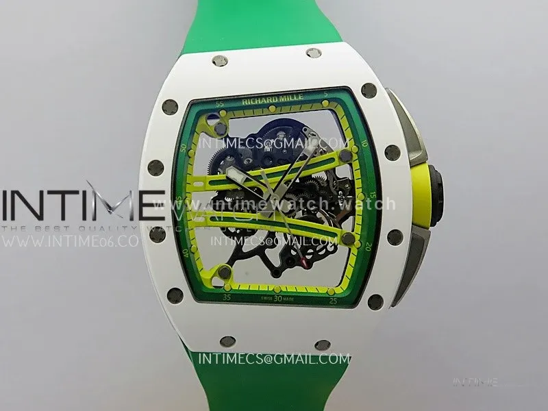 RM061 White Ceramic ZF 1:1 Best Edition on Green Rubber Strap RMUL2 Super Clone