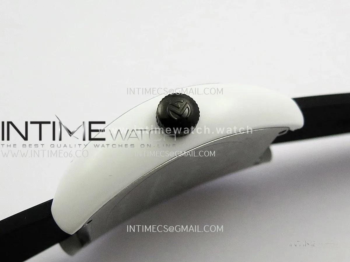 Crazy Hours Real Jumping Hour White PVD ABF Black Dial On Black Rubber Strap A23J