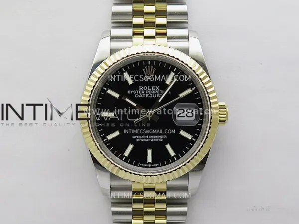 DateJust 126233 904L SS/YG JDF 1:1 Best Edition Black Dial Stick Markers on Jubilee SS/YG Bracelet