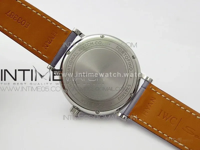 Portofino 37mm SS Diamond Bezel A7F 1:1 Best Edition Gray Dial on Gray Leather Strap A2892
