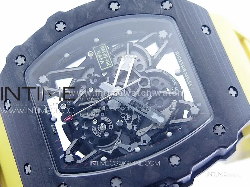 RM 035-02 Rafael Nadal NTPT Carbon on Yellow Rubber Strap