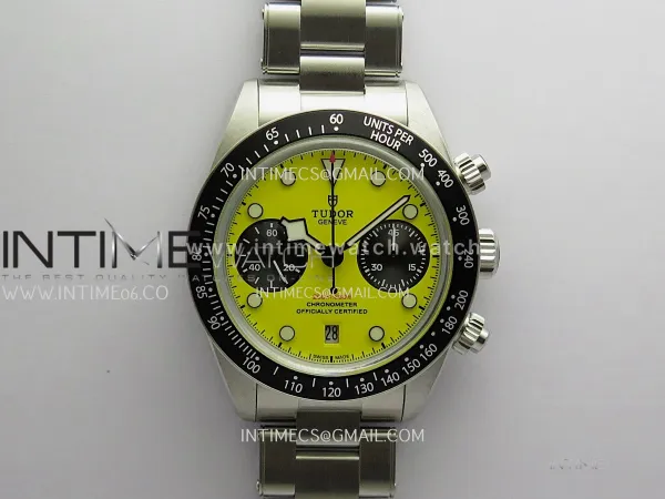 Black Bay Chrono M79310N SS 3CF 1:1 Best Edition Yellow Dial On Oyster Bracelet A7750