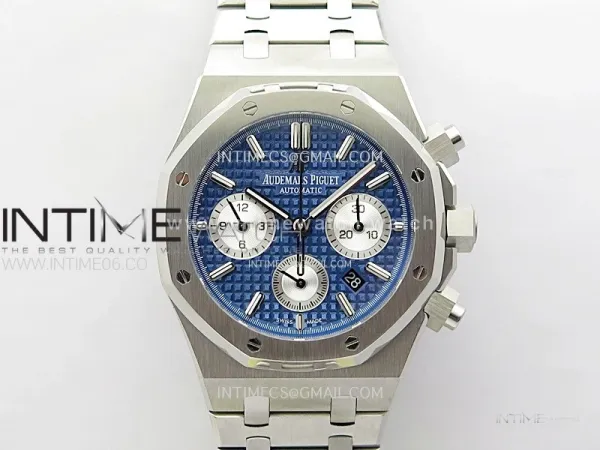 Royal Oak Chrono 26331ST SS IPF 1:1 Best Edition Blue Dial Silver subdial on SS Bracelet A7750