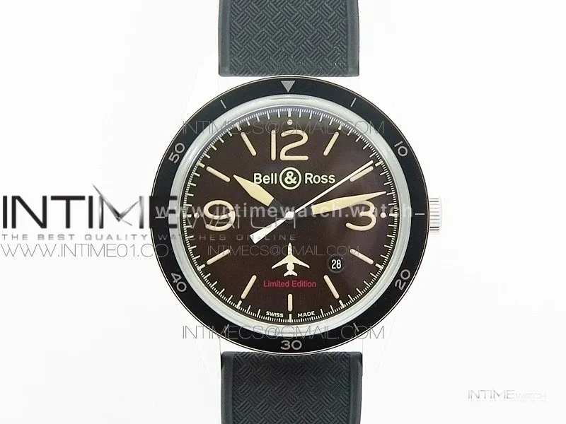 Vintage BR123 50 Years SS Brown Dial on Black Rubber Strap MIYOTA 9015