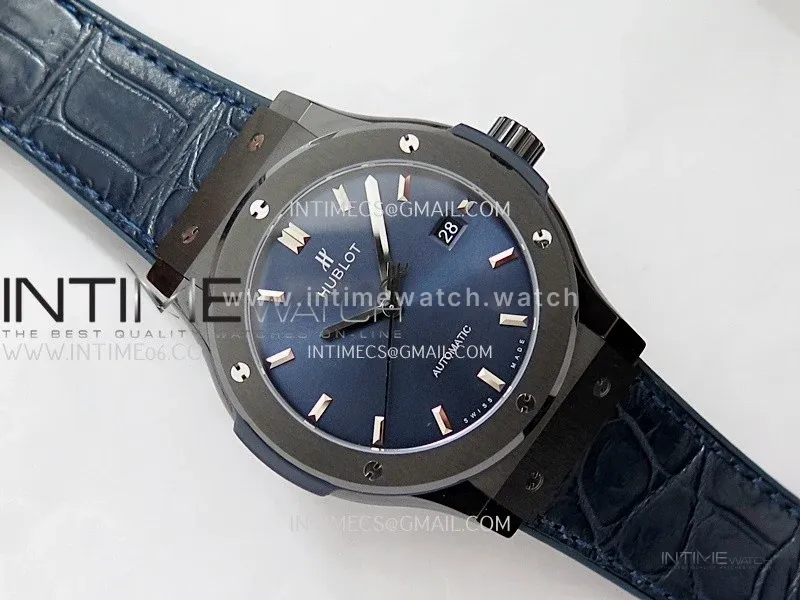 Classic Fusion 42mm Ceramic JJZF 1:1 Best Edition Blue Dial On Blue Gummy Strap
