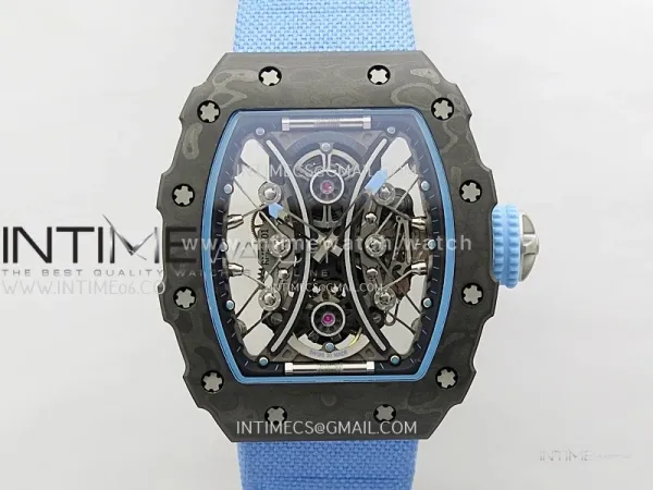 RM053-01 Real Forge Carbon JBF Best Edition Skeleton Dial on Blue Nylon Strap Asian Movement