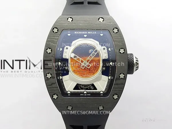 RM052-05 Carbon Case YSF Best Edition Skeleton Dial on Black Rubber Strap Tourbillon