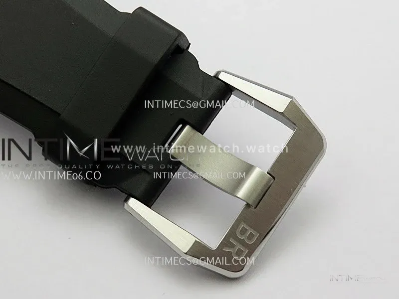 BR03 GMT Compass Blue/Black Bezel SS B12 Best Edition Black Dial 42mm On Black Rubber Strap A2836 (Free Nylon Strap)