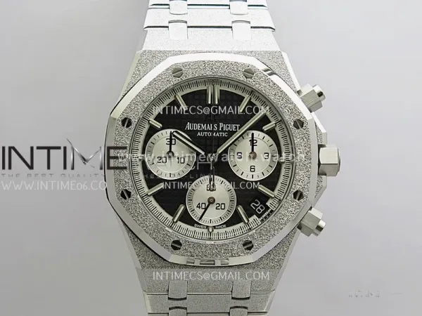 Royal Oak Chrono 26240 Frosted SS Gain Weight V2 DDF 1:1 Best Edition Black Dial Frosted SS Bracelet Super Clone DD4401(SW Dial)
