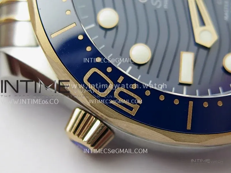 Seamaster Diver 300M Blue Ceramic Bezel SS/RG V4 VSF 1:1 Best Edition Blue Dial On SS/RG Bracelet Super Clone Asian 8800