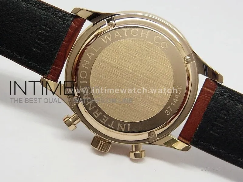 Portuguese 40mm Chrono RG White Dial on Leather Strap A7750
