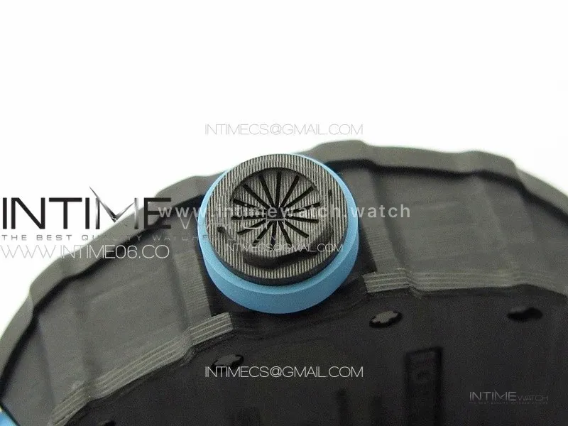 RM035-01 Forged Carbon Case KUF Best Edition Blue Crown on Blue Rubber Strap MIYOTA8215