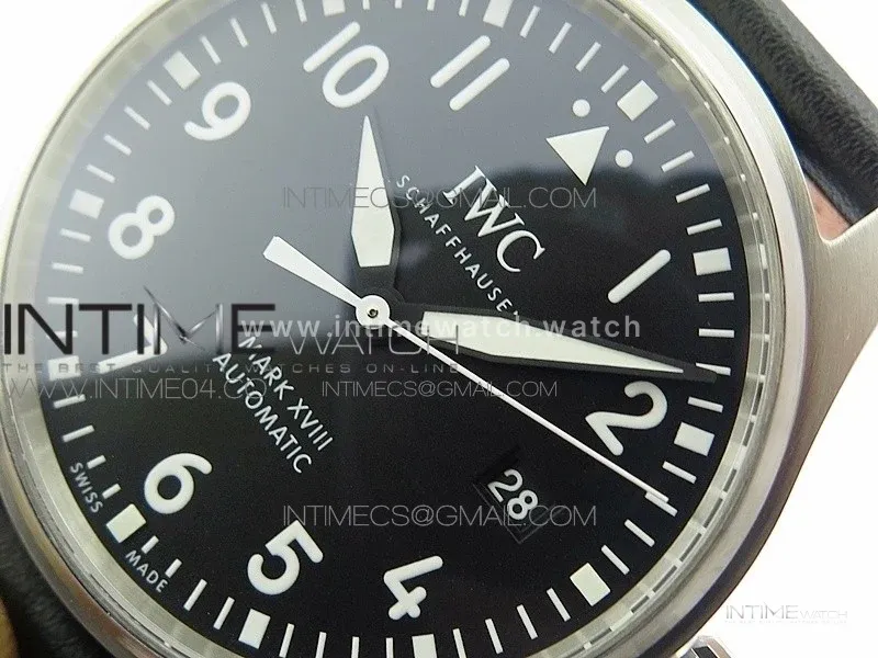 Mark XVIII IW327001 SS M+F 1:1 Best Edition Black Dial on Black Leather Strap A2892 (Free Nylon Strap)