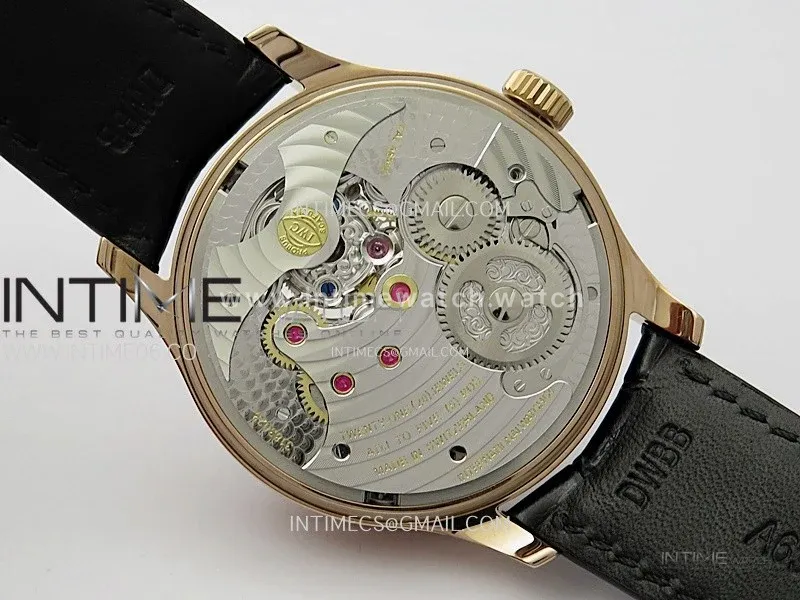 Portuguese Tourbillon Power Reserve RG AXF White Dial RG Numbers moonphase on Black Leather Strap