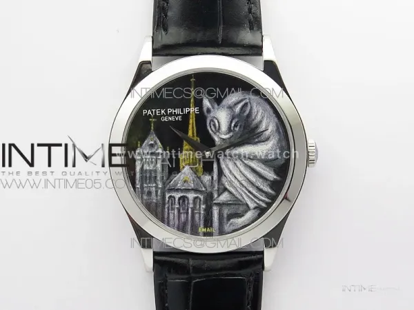 Classic 5077P-102 SS Case FLF Best Edition Real Enamel Dial 4 Black Leather strap Cal.240