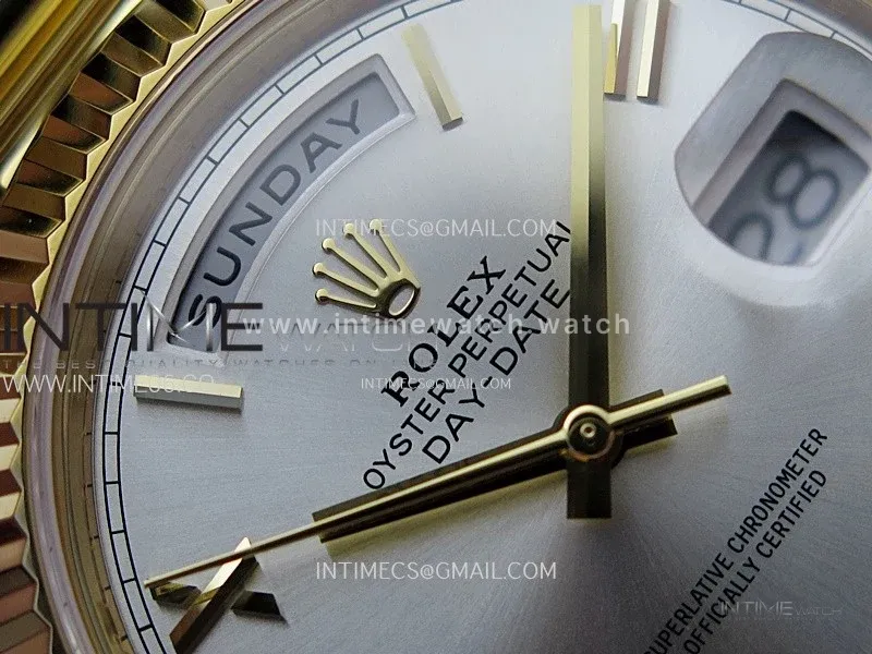 Day Date 228238 40mm 904L YG 1:1 ONE Factory Best Edition Silver Dial Roman Markers on President Bracelet SA3255 (Gain Weight)