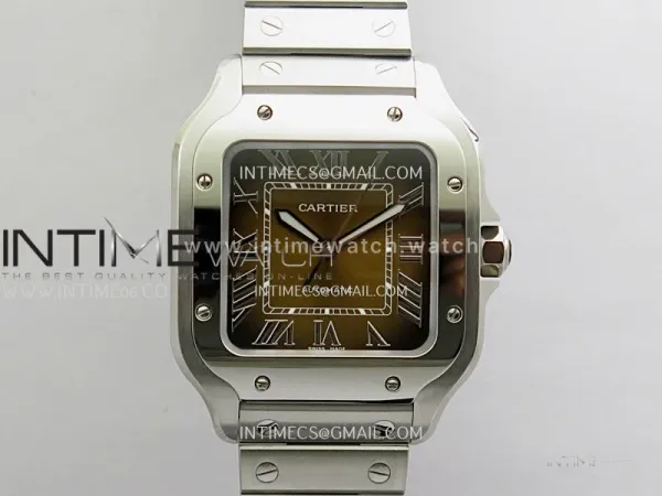 Santos de Cartier 35mm SS BVF 1:1 Best Edition Brown Dial on SS SmartLinks Bracelet 9015