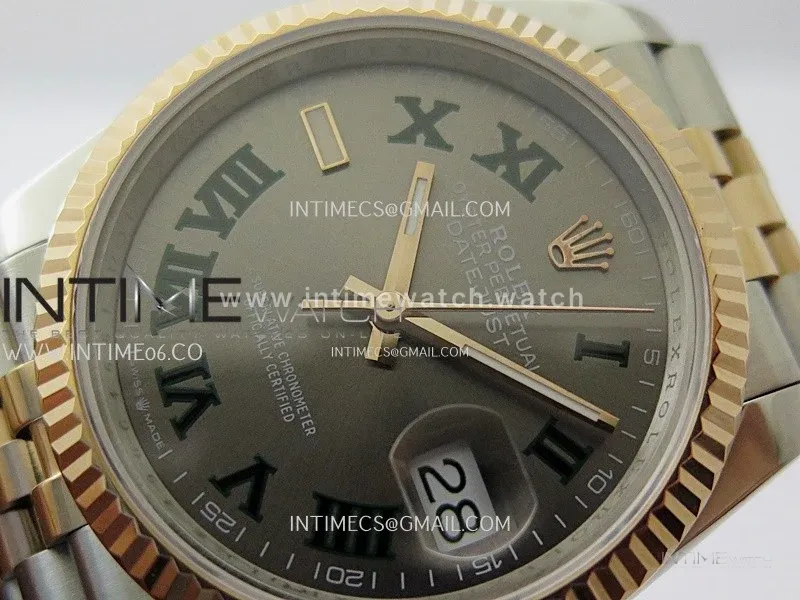 DateJust 126231 904L SS/RG JDF 1:1 Best Edition Gray Dial Green Roman Markers on Jubilee SS/RG Bracelet
